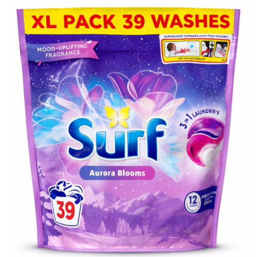 Капсули для прання Surf Aurora Blooms 3-в-1, XL Pack, 39 прань